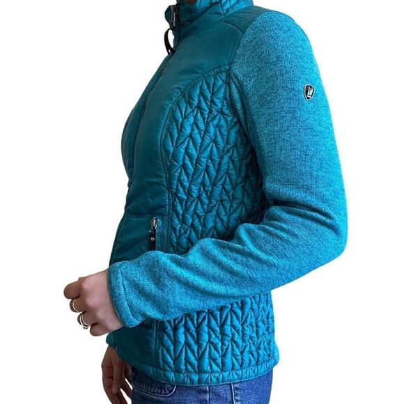 Neve Womens Turquoise Blue Quilted Softshell Knit Hiking Full Zip Jacket Sz M - Picture 6 of 11